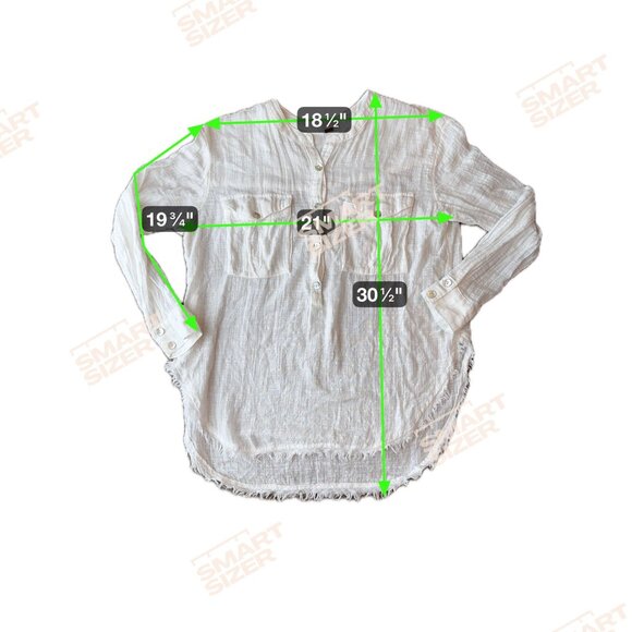 Free‎ People Womens Talk to Me White Shirt Gauze Cotton Frayed Hem Button Size M - Picture 2 of 8